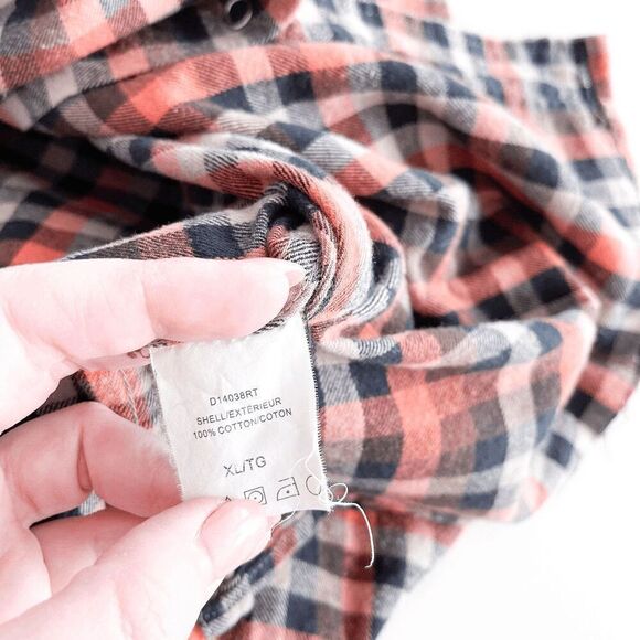 Dickies Men's Classic Cotton Plaid Pearl Snap Shirt Tan Black Orange Size XL - Picture 5 of 9